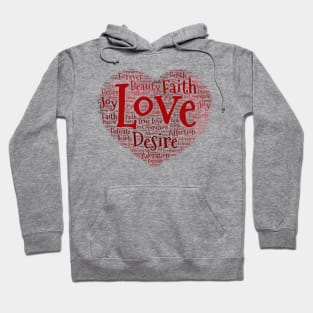 Red Heart Love Word Cloud Original Art Hoodie